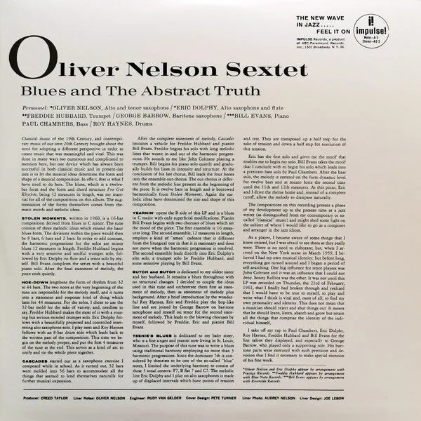 Oliver Nelson Blues And Abstract Truth vinile LP gatefold NM