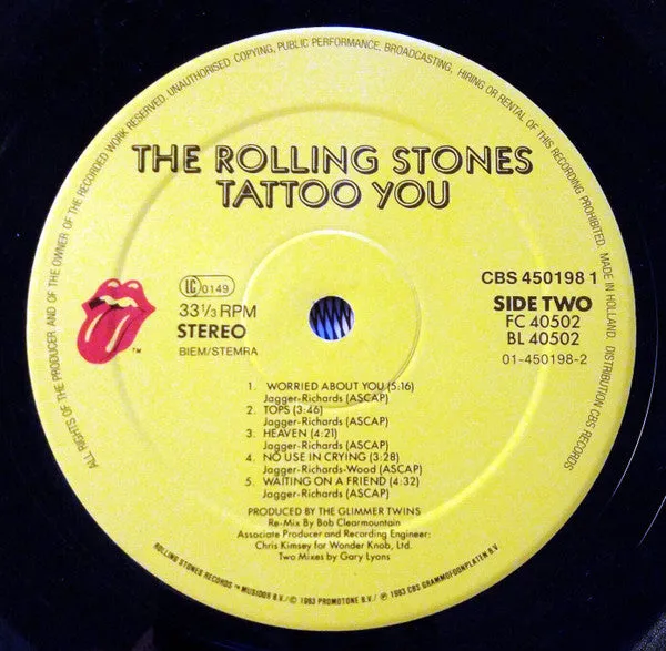 Rolling Stones Tattoo You LP vinile ristampa rock