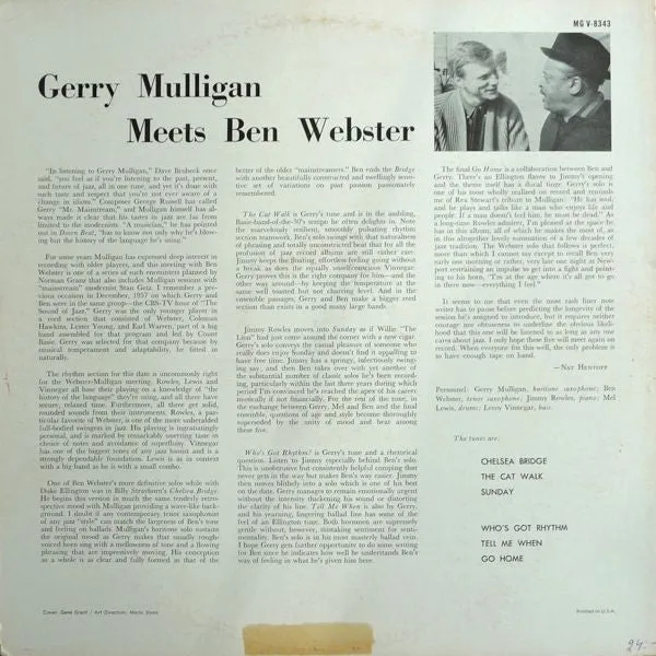 Gerry Mulligan Ben Webster LP mono 1960 vinile jazz usato