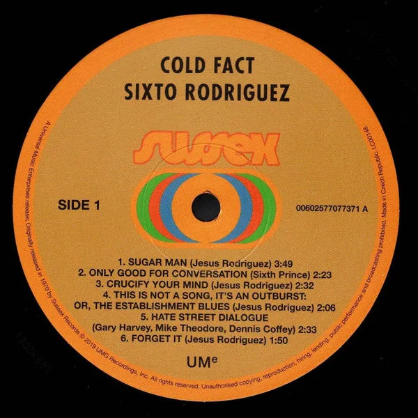 Sixto Rodriguez Cold Fact vinile LP ristampa 2019