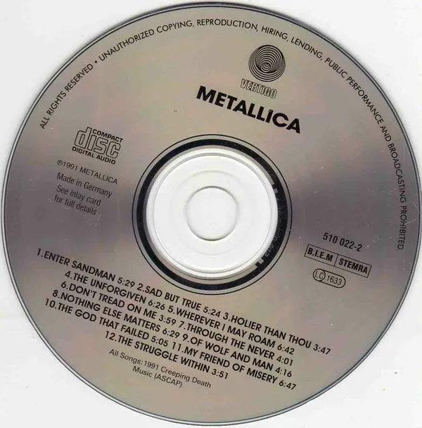 Metallica Metallica CD album heavy metal near mint