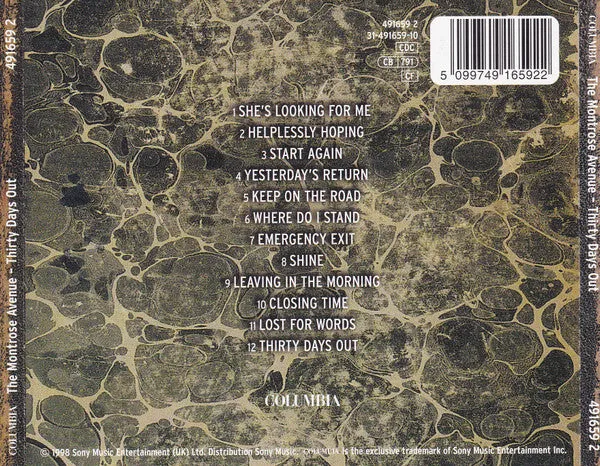 Montrose Avenue Thirty Days Out cd album pop rock
