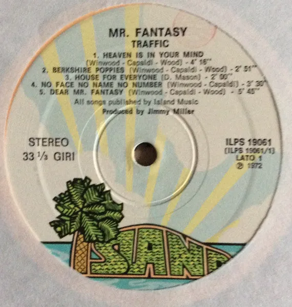 Traffic Mr. Fantasy LP album ristampa psych rock