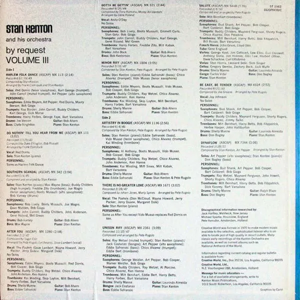 Stan Kenton By Request Volume III vinile LP compilation jazz