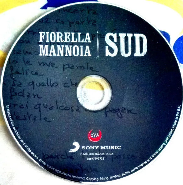 Fiorella Mannoia Sud CD digipak Mint 2012
