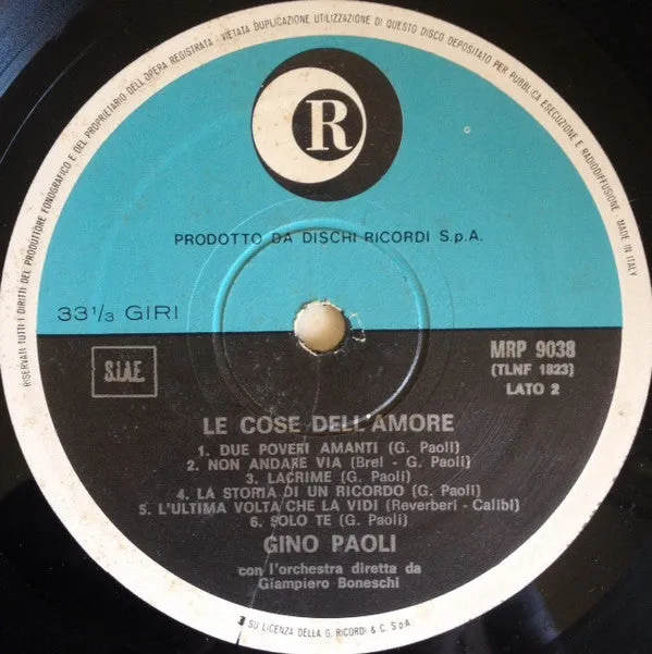 Gino Paoli Le Cose Dell'Amore LP vinile chanson usato