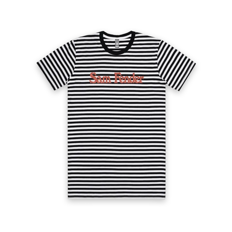 Sam Fender Stripey T-Shirt maglietta a righe logo rosso