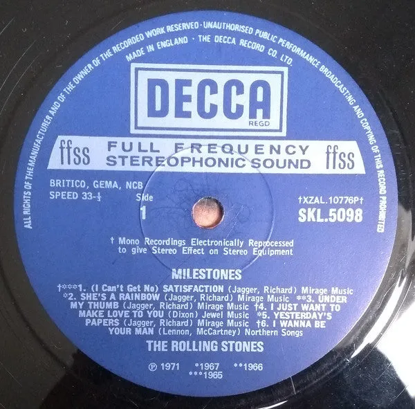 Rolling Stones Milestones LP compilation usato VG UK