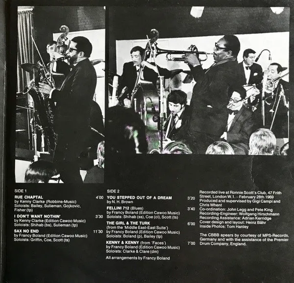 Kenny Clarke Francy Boland Live at Ronnie's LP big band VG