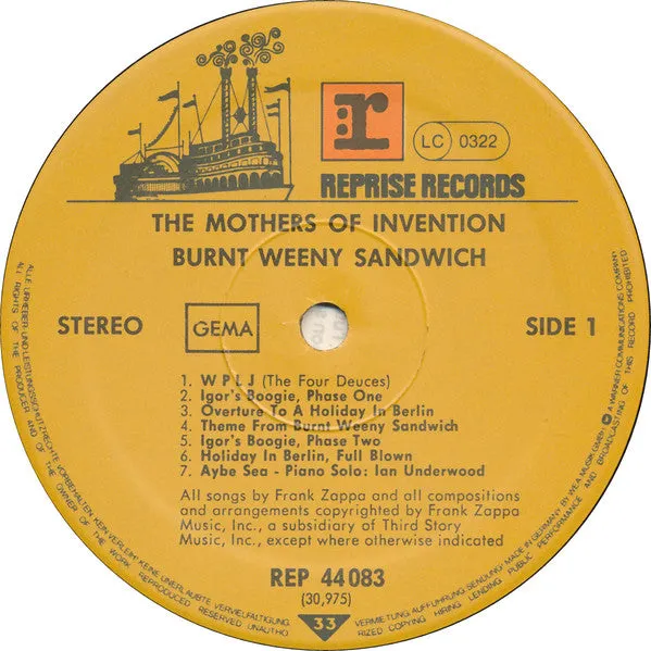 Mothers Of Invention Burnt Weeny Sandwich LP RE