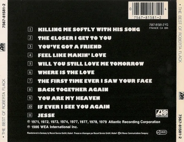 Roberta Flack Best Of Roberta Flack CD compilation soul