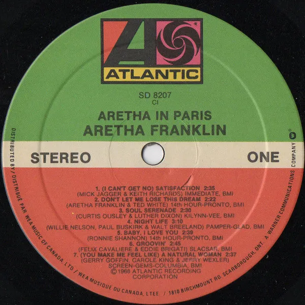 Aretha Franklin Aretha In Paris LP vinile live