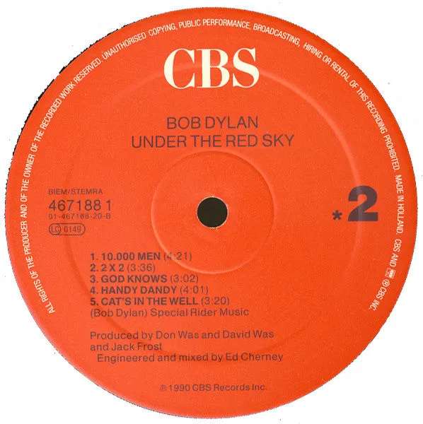 Bob Dylan Under The Red Sky LP vinile 1990 rock