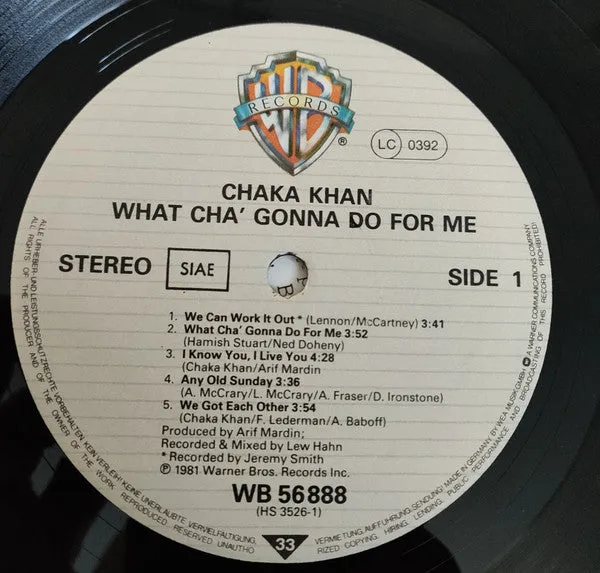 Chaka Khan What Cha' Gonna Do For Me LP vinile 1981