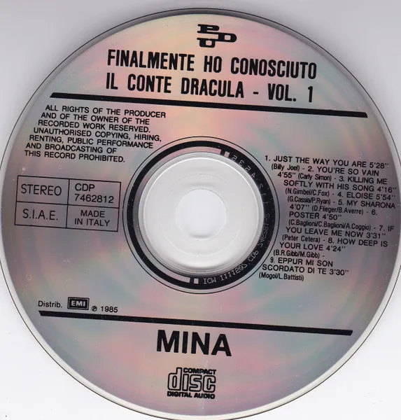 Mina Finalmente Ho Conosciuto Il Conte Dracula Vol.1 CD