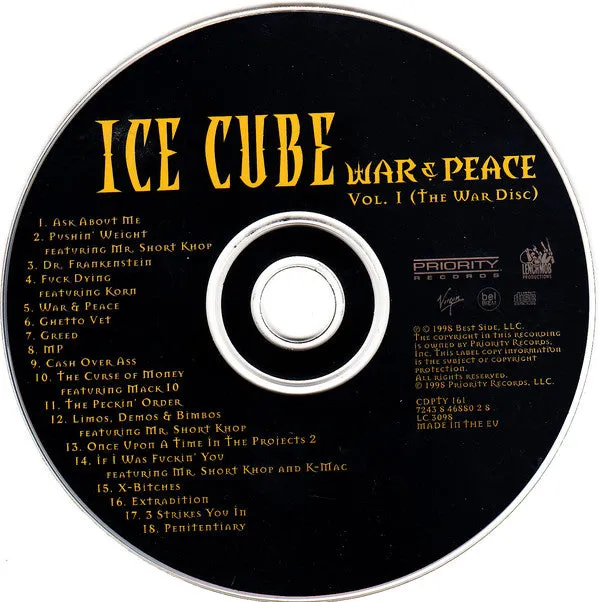Ice Cube War & Peace Vol.1 The War Disc CD hip hop