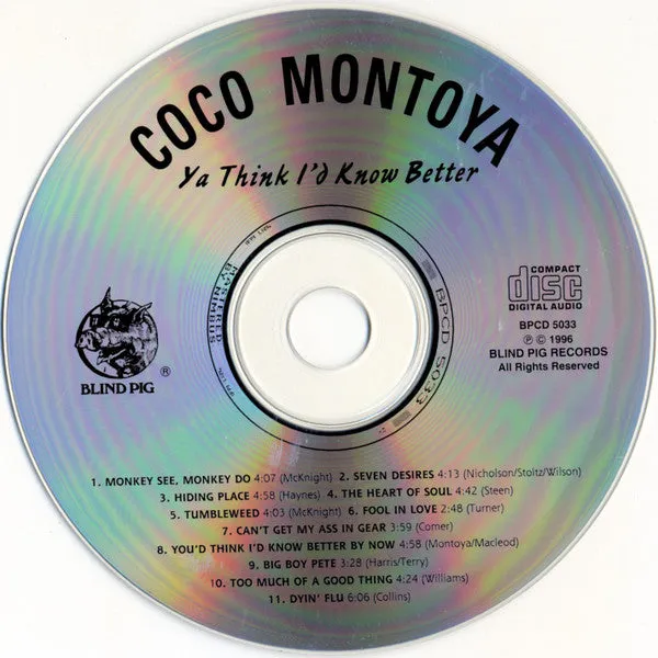 Coco Montoya Ya Think I'd Know Better CD blues usato