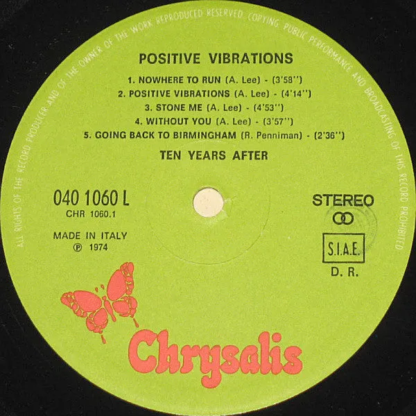 Ten Years After Positive Vibrations vinile LP Italia 1974 blues rock
