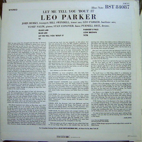 Leo Parker Let Me Tell You Bout It vinile LP ristampa