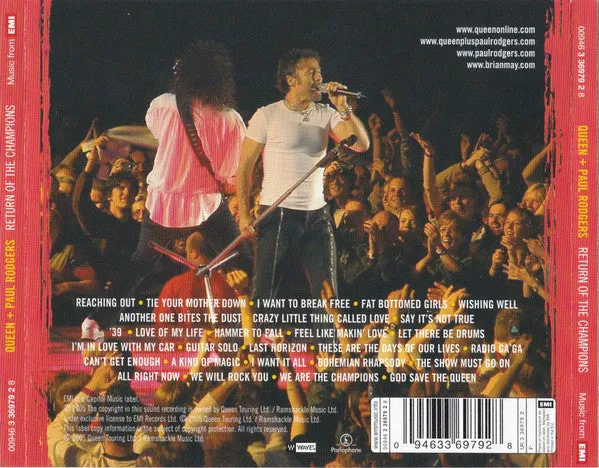 Queen Paul Rodgers Return Champions 2 CD live