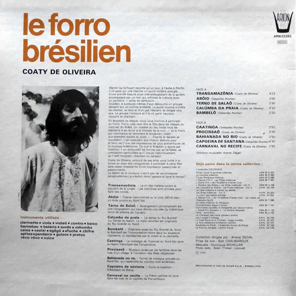 Coaty De Oliveira Le Forro Brésilien vinile LP ristampa NM