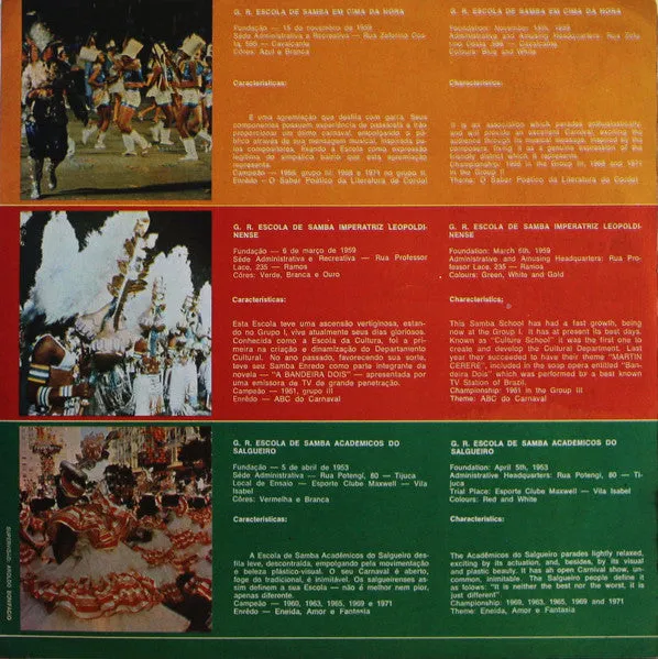 Various Sambas De Enredo vinile LP usato samba 1972
