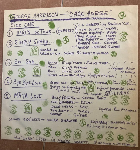 George Harrison Dark Horse LP vinile apribile VG+