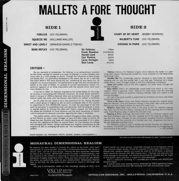Vic Feldman Mallets A Fore Thought vinile LP ristampa