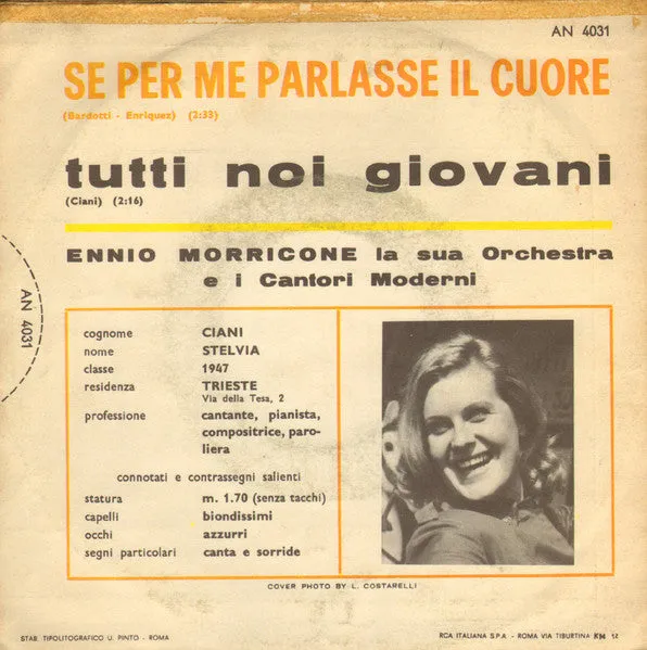 Stelvia Ciani Parlasse Il Cuore 7" vinile mono