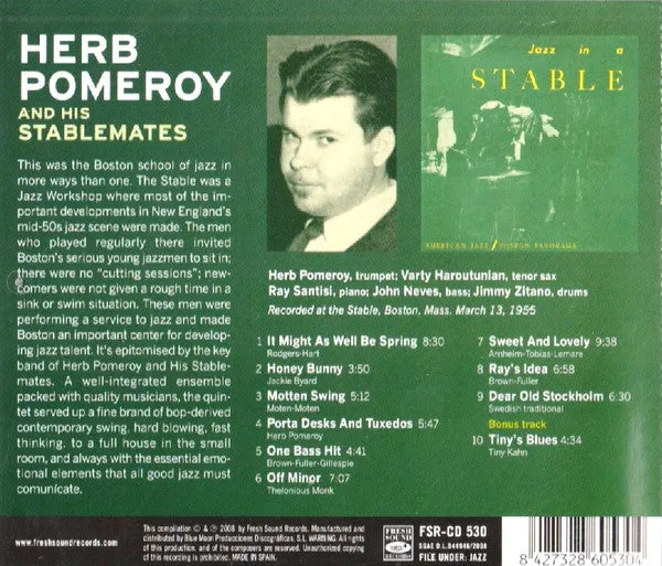 Herb Pomeroy Live At The Stable Boston 1955 CD mono NM