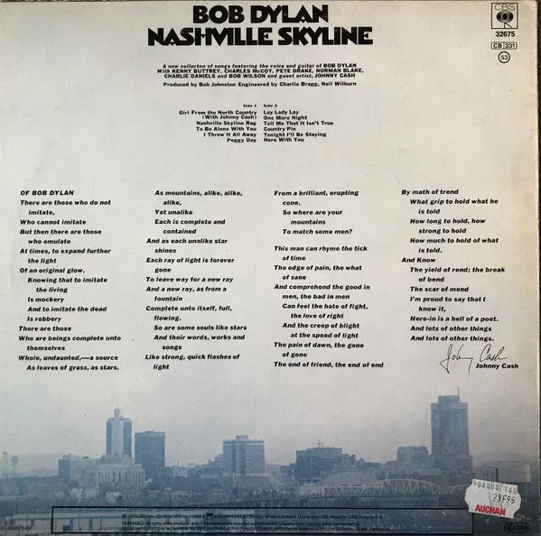 Bob Dylan Nashville Skyline LP vinile country rock