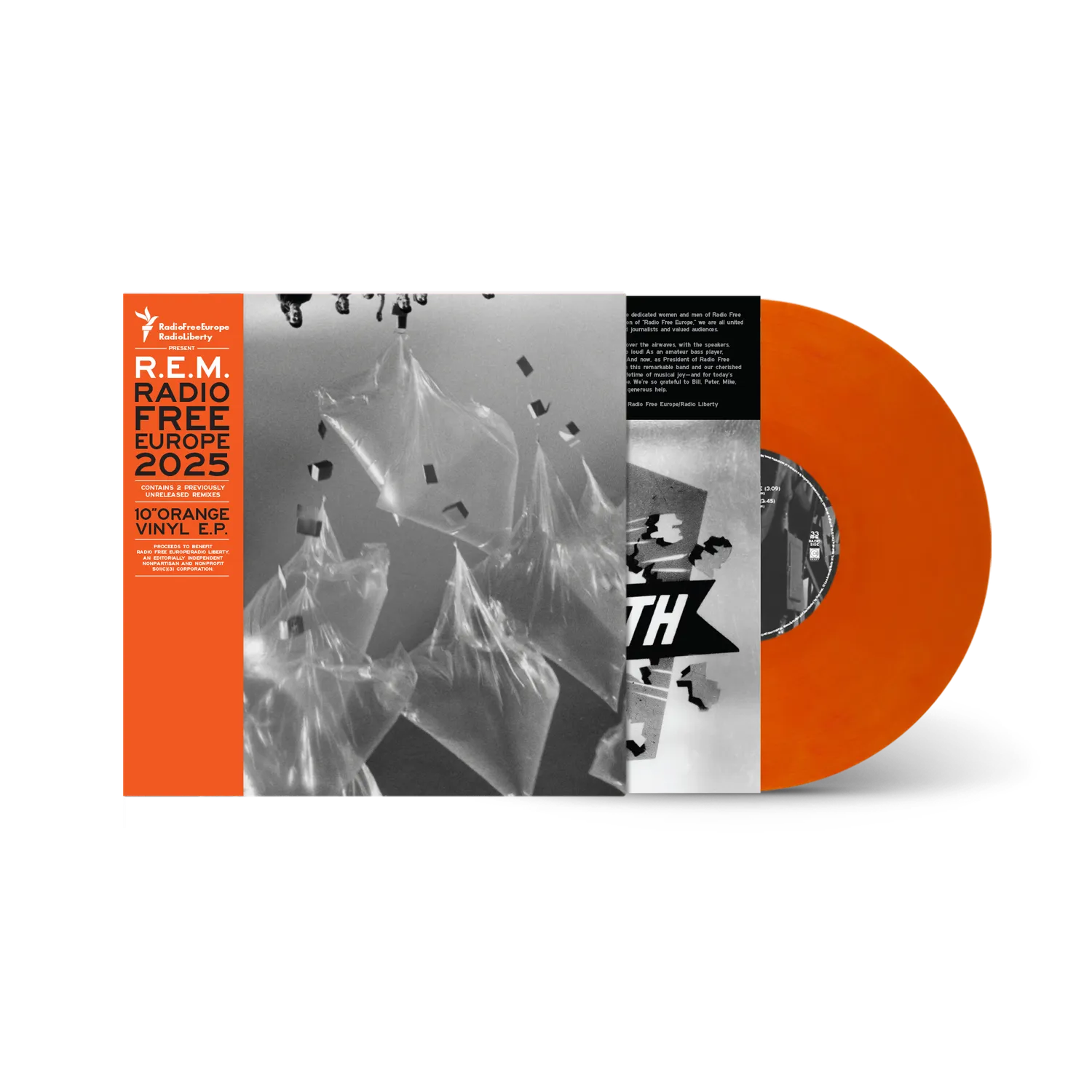 R.E.M. Radio Free Europe 2025 EP vinile 10 arancione poster