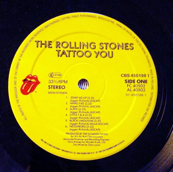 Rolling Stones Tattoo You LP vinile ristampa rock