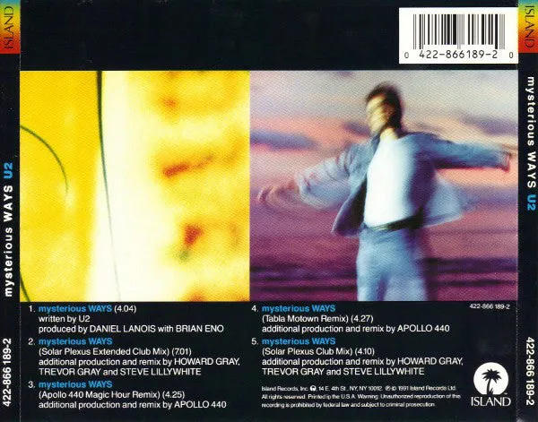 U2 Mysterious Ways CD singolo 5 remix USA 1991