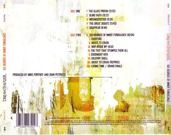 Dream Theater Six Degrees Of Inner Turbulence Doppio CD prog