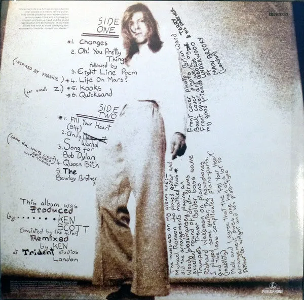 David Bowie Hunky Dory LP 180g remaster NM