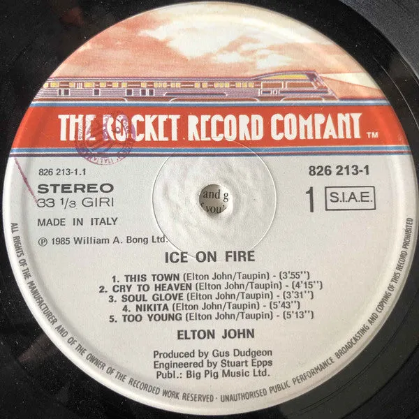 Elton John Ice On Fire LP vinile 1985