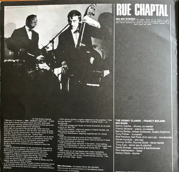 Kenny Clarke Francy Boland Live at Ronnie's LP big band VG