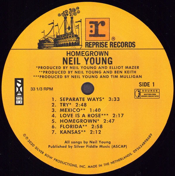Neil Young Homegrown LP vinile folk rock 2020