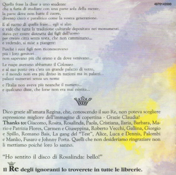 Adriano Celentano Il Re Degli Ignoranti CD 2002 pop rock