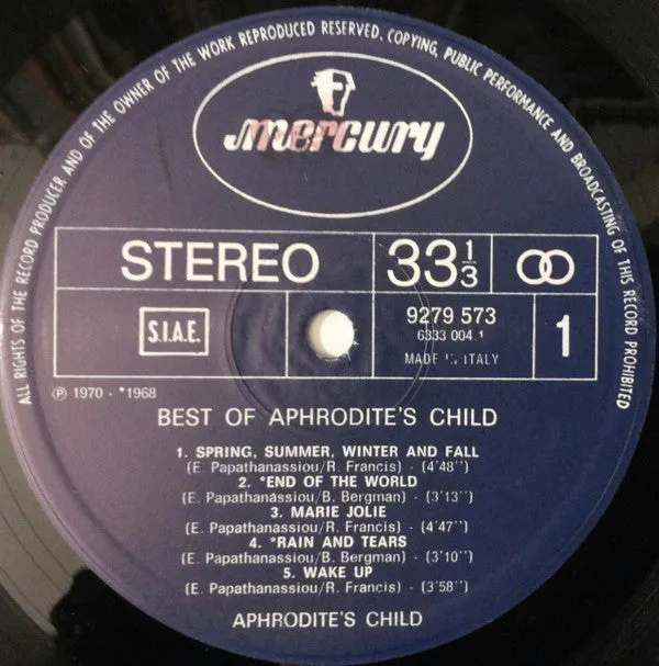 Aphrodite's Child Best Of LP vinile usato NM prog rock