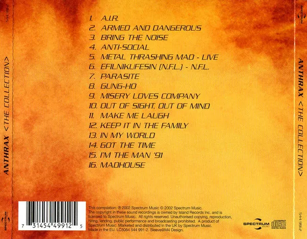 Anthrax The Collection CD compilation thrash 2002