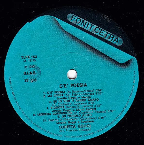 Loretta Goggi C'È Poesia LP 1986 italiano VG+