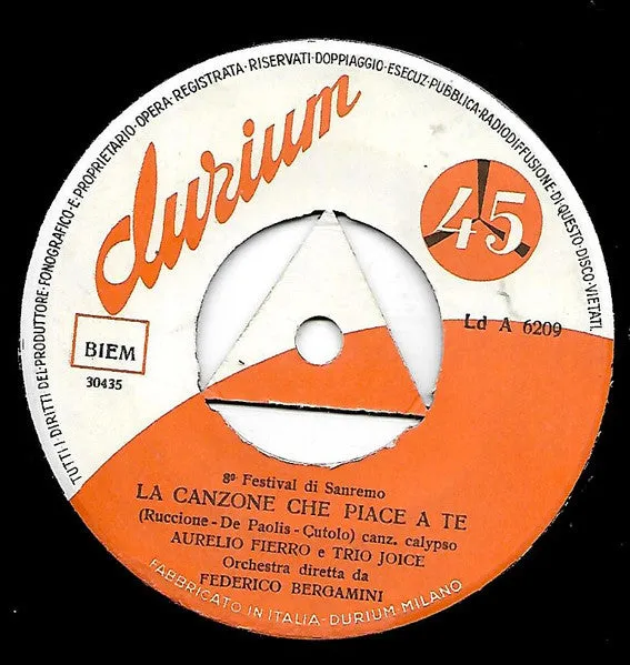 Aurelio Fierro Timida Serenata 7" usato Sanremo 1958