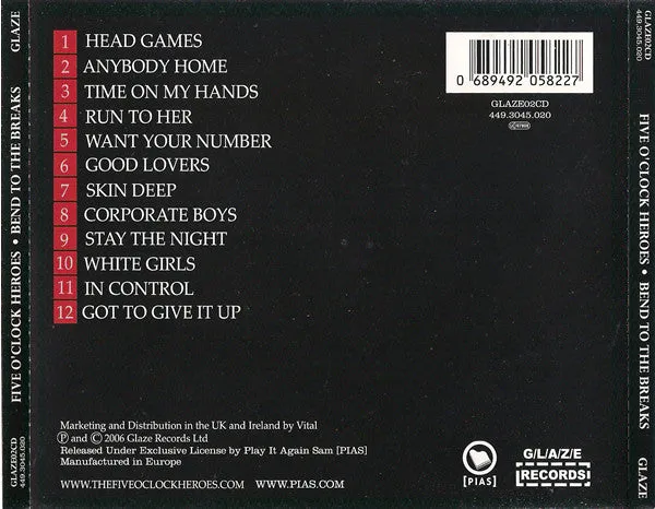 Five O'Clock Heroes Bend To The Breaks CD album