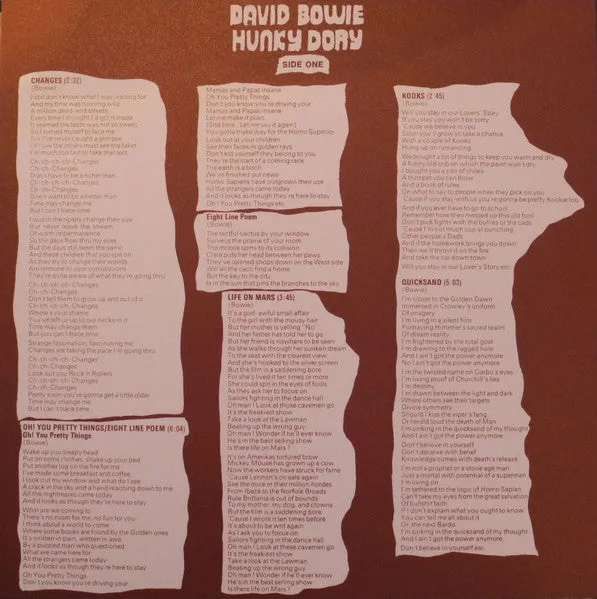 David Bowie Hunky Dory LP 180g remaster NM