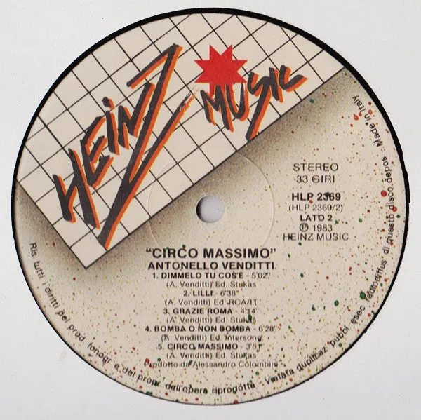 Antonello Venditti Circo Massimo LP vinile 1983 VG+