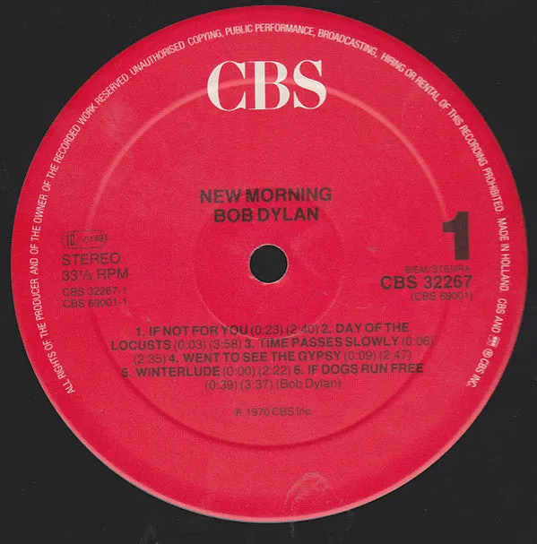 Bob Dylan New Morning LP vinile rosso ristampa