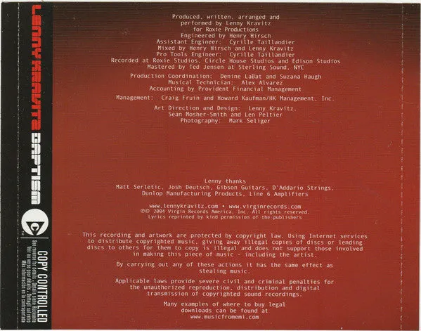 Lenny Kravitz Baptism CD album jewel case usato NM