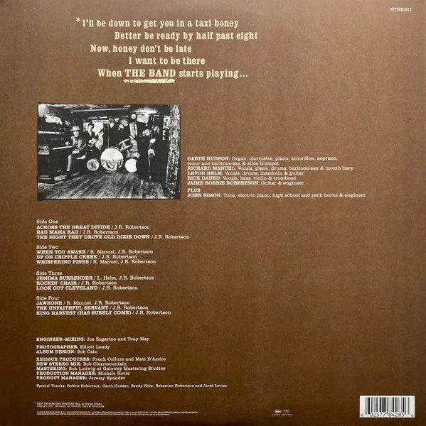 The Band The Band doppio LP vinile nero mint